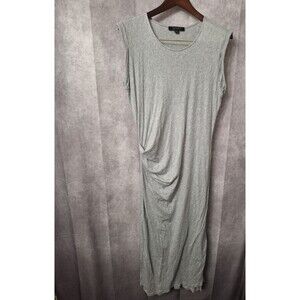 All Saints Gamma Midi Dress Sz 10 Gray Crewneck Sleeveless Stretch Basic Beachy
